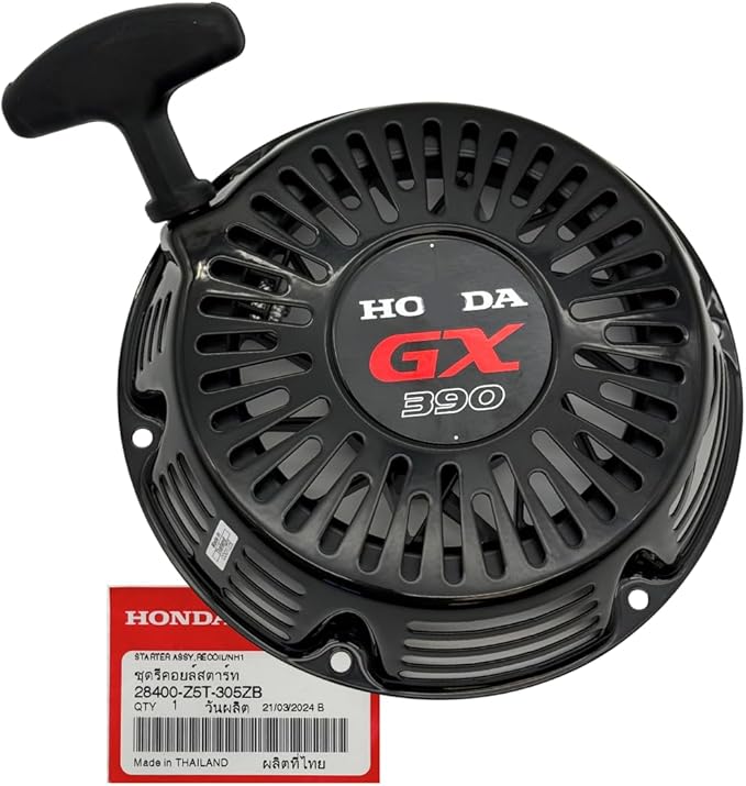 KINDZA Genuine Recoil Starter Assy 28400-Z5T-305ZB with Genuine Emblem 87521-Z5T-000 for Honda GX390 GX360 GX340 Engines Black Color