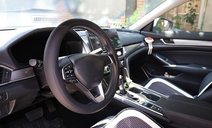 Steering Wheel Cover for Acura RDX MDX Integra TL TLX TSX ILX NSX ZDX RL RSX RLX Type s A-spec Advance SH-WAD Car Interior Accessories, 2026 Black Leather 14.5-15 inch