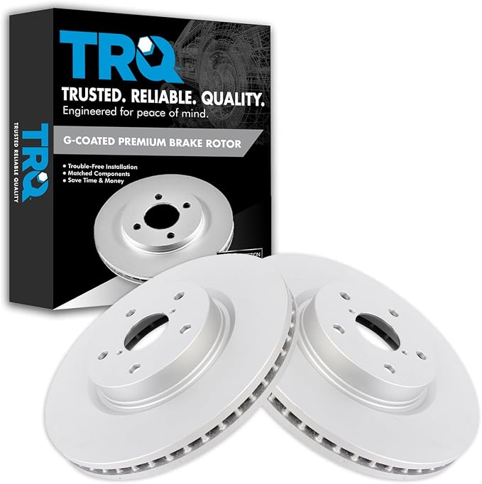 TRQ Front Brake Rotor Set G Coated Vented Compatible with 2006-2007 Subaru B9 Tribeca 2008-2014 Tribeca 2015-2019 Legacy Outback 2015-2021 WRX
