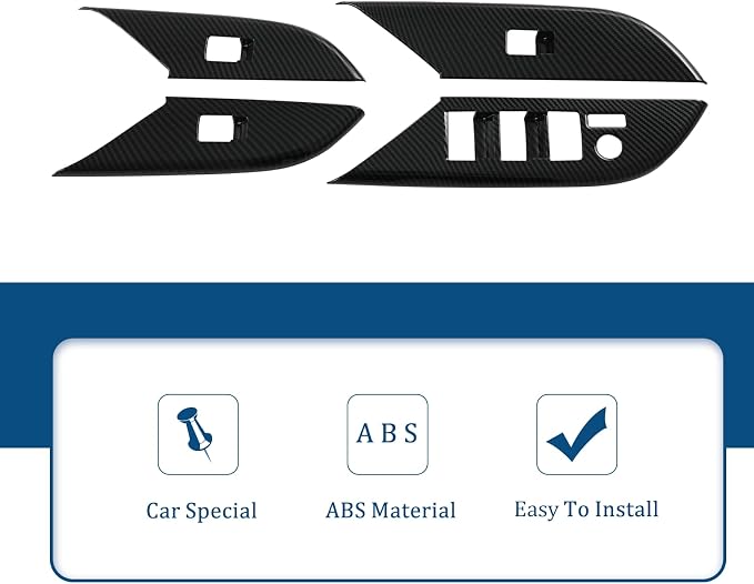 Window Lift Switch Panel Cover, Imitation Carbon Fiber Interior Decor Trim Compatible with Toyota Hilux 2016 2017 2018 2019 2020 2021 2022 2023 2024 2025