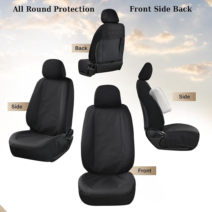 Coverado Seat Covers Custom Fit for Tacoma Double Cab/Crew Cab SR/SR5/TRD Sport/TRD Off-Road/Limited Seat Cushion Protectors 2016-2023 Oxford (Frontpair, Black)