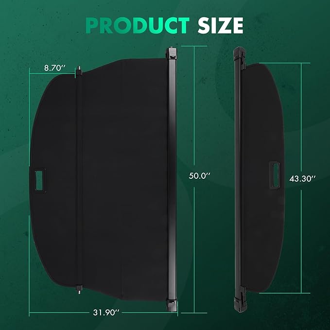 SCITOO Retractable Rear Cargo Cover Shade 2019-2024 Fit for Acura RDX 2.0L Rear Trunk Retractable Security Shade Cover