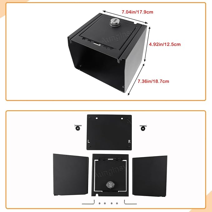 Car Center Console Lock Safe Box Armrest Storage Compatible with Toyota Tacoma 2016-2023 Center Console Lock Box Armrest Security Organizer Tray Vault with 3 Digit Combo Password Insert Accessories