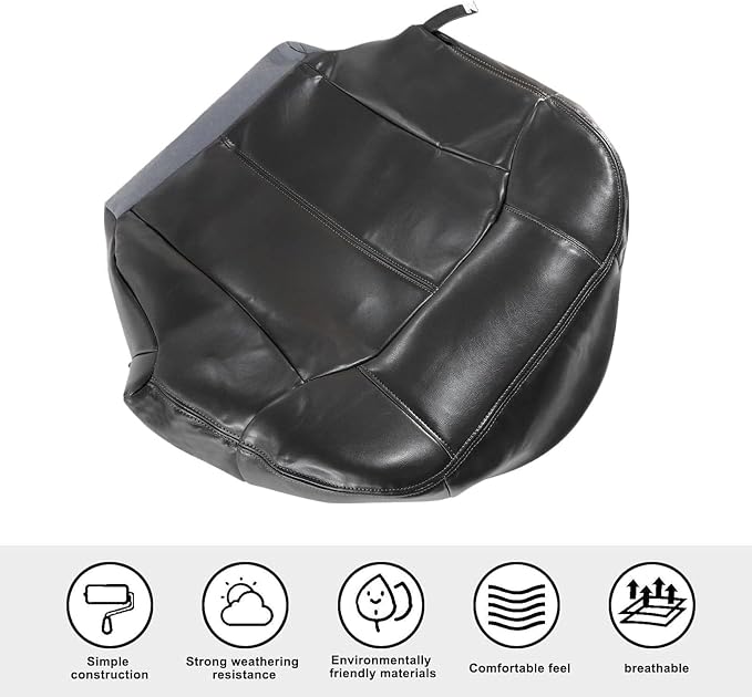 SecosAutoparts Driver & Passenger Bottom & Top & Armrests Dark Gray Replacement Leather Seat Cover Compatible with Chevy Silverado 1500 2500 3500 Tahoe Sierra Suburban Avalanche 1999 2000 2001 2002