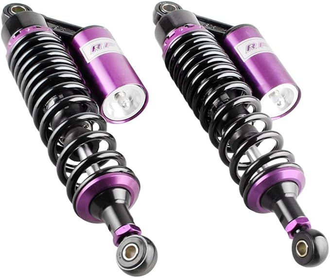 13.4" 340mm Motorcycle Rear Air Shocks Absorber Suspension for HONDA for Suzuki for Kawasaki for Yamaha ATV Go Kart Quad Dirt Sport Bikes,1 Pair, Purple