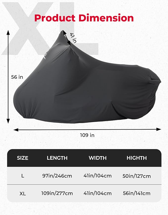 KEMIMOTO Indoor Motorcycle Cover Soft Stretch Dustproof Covers Fit for Side Top Box Touring Ultra Limited Adventure Street Road Electra Glide Road King Chieftain Goldwing 1800 R 1250 RT Roadmaster