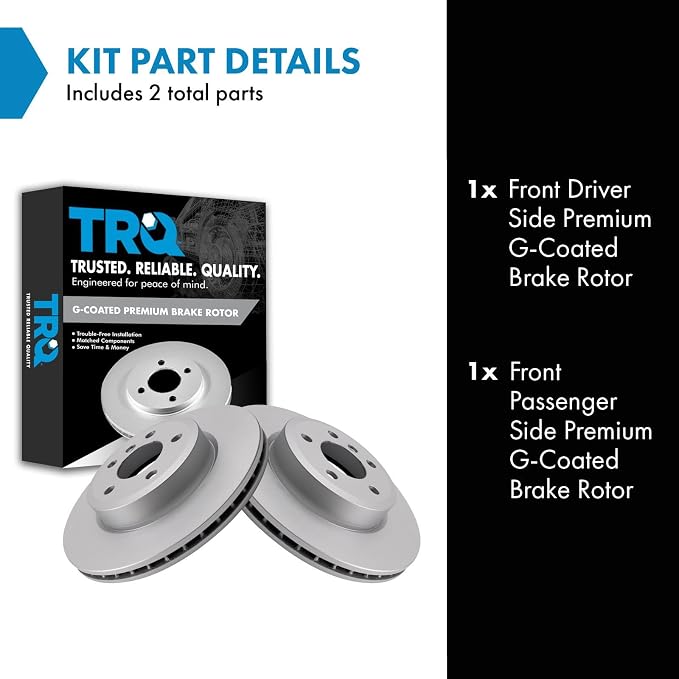 TRQ Front Brake Rotor Set G Coated Vented Compatible with 2004-2010 BMW X3