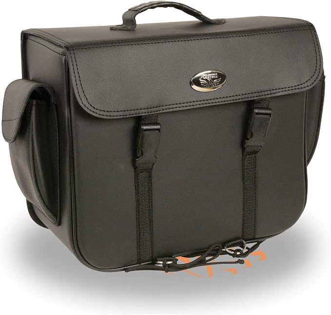Milwaukee Leather SH583 Large Black PVC Motorcycle Sissy Bar Bag with Carrying Handle - Large