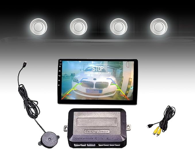 LCD Parking Sensor Kit - Displays Data on Original Screen, Easy Rear Installation, Compatible with CVBS Cameras (Not for AHD), 18 Probe Colors to Match Any Vehicle（Silver）
