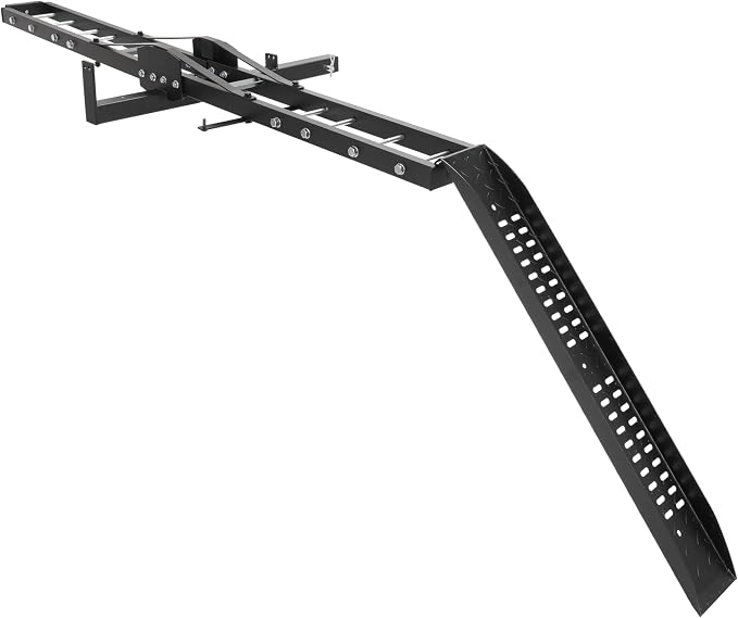 ECOTRIC 500LB Hitch Mount Motorcycle Carrier Transportation Racks Hitch Mount Rack Dirt Bike Hitch Truck Heavy Duty Steel Powder Coated Black w/Loading Ramp Tilt Stability Locking Device