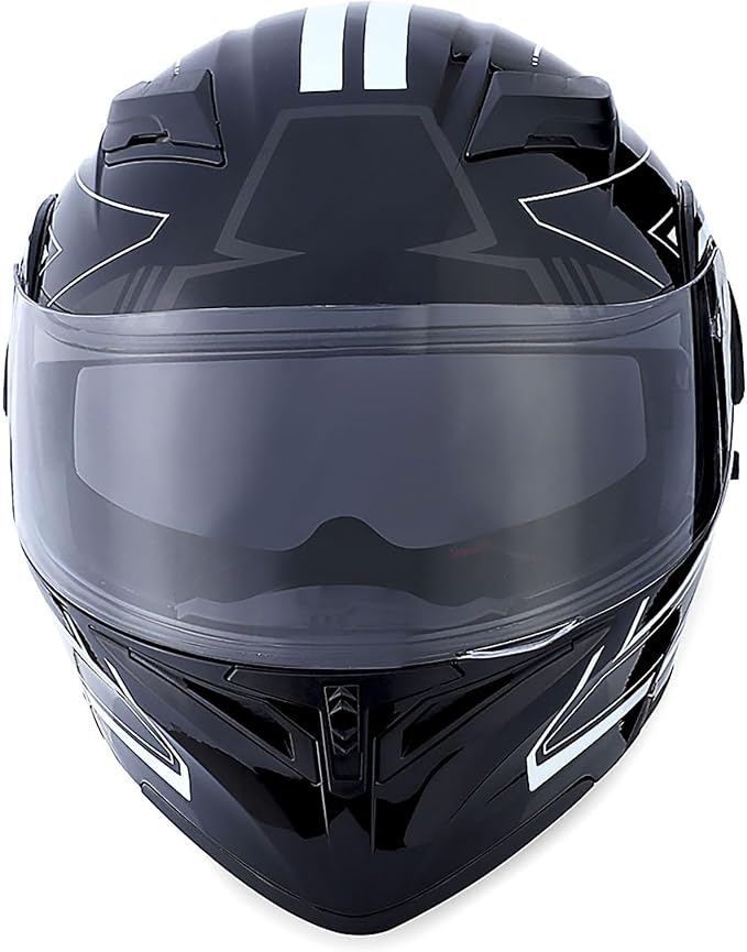 1Storm Motorcycle Modular Full Face Helmet Flip up Dual Visor Sun Shield: HB89 Arrow White