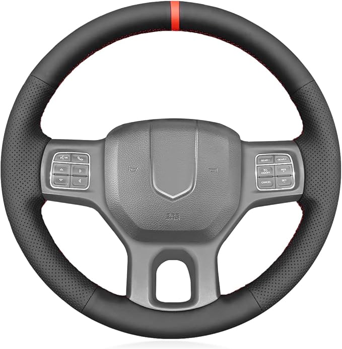 MEWANT Custom DIY Black Artificial Leather Steering Wheel Protector Wrap for Dodge RAM 1500 1500 Classic 2500 3500 5500