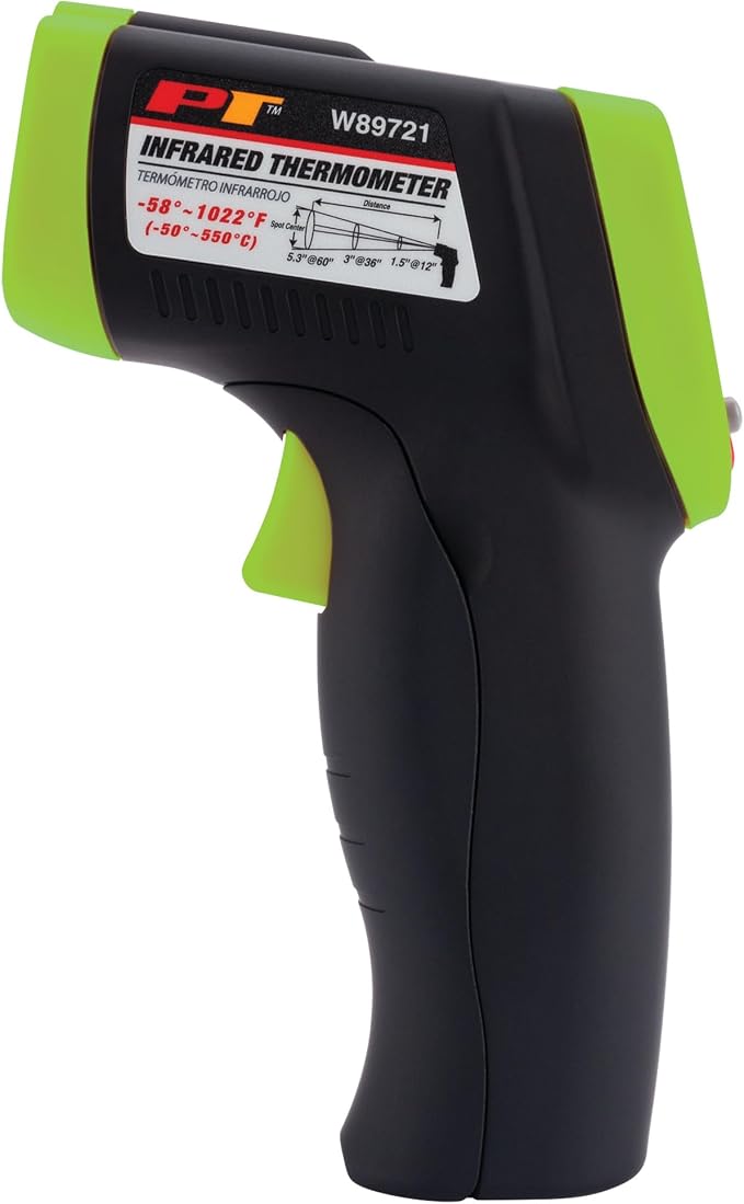 Performance Tool W89721 Non-Contact Digital Laser Infrared Thermometer, Orange and Black With 12:1 Spot Ratio