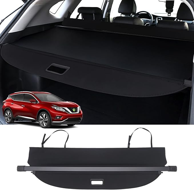 Powerty Cargo Cover for 2015-2024 Nissan Murano 2.5L/3.5L Retractable Trunk Cover for Murano Accessories Security Shielding Shade Cover No Gap