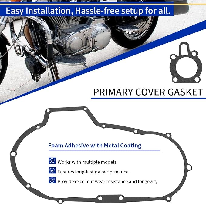 Clutch Friction Plates & Clutch spring plate & Primary Cover Gasket Kit Compatible with Sportster 883 1200 OEM# 34995-89B 37911-90 37913-90 37977-90