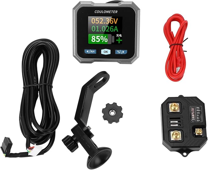 Battery Monitor with Bluetooth Smart Shunt, 10-100V 0-50A, 1.8in Color Screen, Capacity Percentage, Voltage, Power Display for RV, Motorcycle, Cart