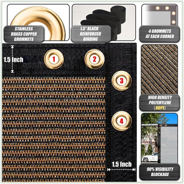 ColourTree Customized Size Fence Screen Privacy Screen Green Commercial Grade 170 GSM - Heavy Duty - Cable Zip Ties Included