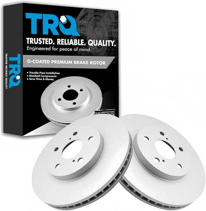 TRQ Front Brake Rotor Set G Coated Vented Compatible with 2002-2003 Lexus ES300 2006-2015 IS250 2005-2007 Toyota Avalon 2002-2006 Camry 2004-2010 Sienna 2004-2008 Solara