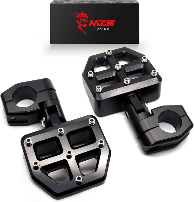 MZS Motorcycle Highway Pegs, 1.25" Highway Foot Pegs Mount Short CNC Aluminum Compatible with Road King Softail Road Electra Street Glide Sportster Vulcan Chief Boulevard for 1 1/4 Engine Guard