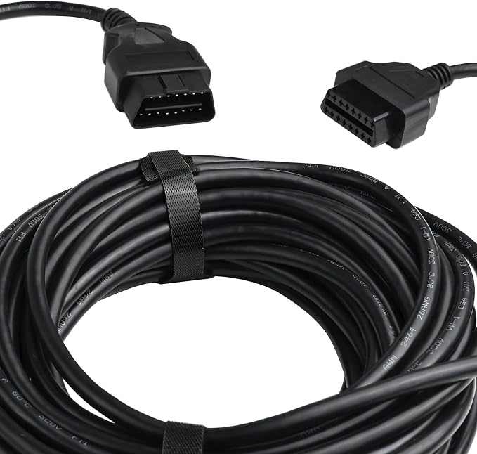 iKKEGOL 50 Feet / 15 Meter OBD2 OBDII Full 16 Pin Car Male to Female Extension Cable Diagnostic Extender Low Profile OBD Cord Adapter for OBD Scan Tool Compatible for All OBD2 Vehicles