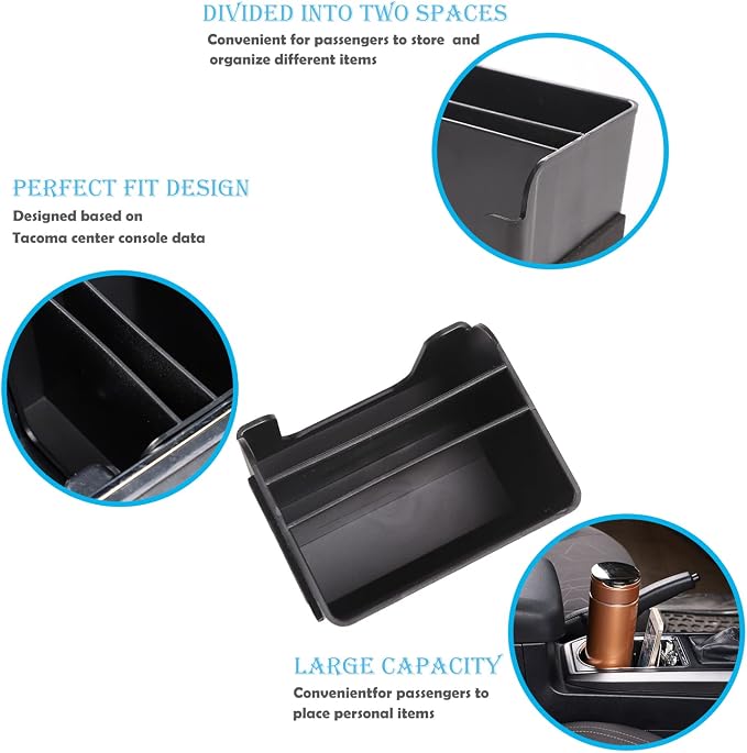 Gearbox Water Cup Holder Compartmental Storage Box, Car Card Storage Box for Toyota Tacoma 2016-2023, 1 PCS