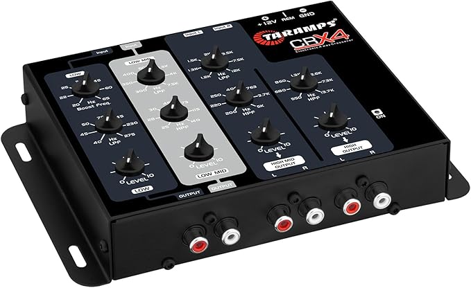 Taramps Crx4 Electronic 4 Way Crossover Rca Channels 8 Volts Rms Car Audio Processor Stereo Equalizer Great for Low/High with Bass Boost, Compact Size