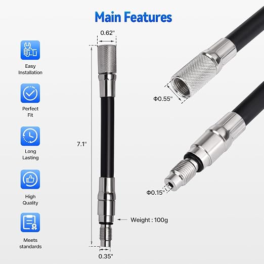 5608 12mm Compression Tester Adapter Compatible with 2008 and Newer Ford 4.6L, 5.4L, 6.8L 3-Valve Engines with 12mm Spark Plug