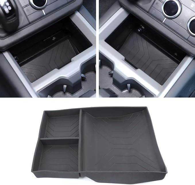 PIUGILH Center Console Organizer Lower Tray Compatible with Land Rover Defender 90 110 130 2025, Silicone Lower Center Console Tray Interior Storage Box