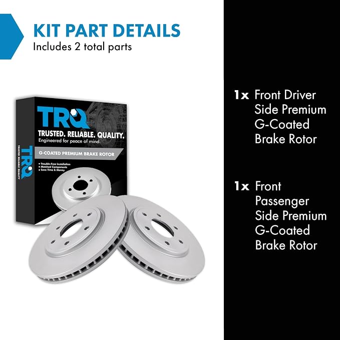 TRQ Front Brake Rotor Set G Coated Vented Compatible with 2005-2019 Nissan Frontier 2009-2012 Suzuki Equator