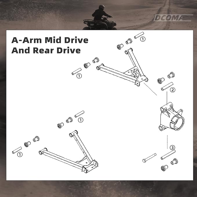 Front and Rear Upper Lower A Arm Shaft Bushings for Polaris Ranger 500 700 800 900, Control A-Arm Bushing Kit, Heavy Duty Arm Bushing, Durable Replacement Kit for Enhanced Suspension Performance