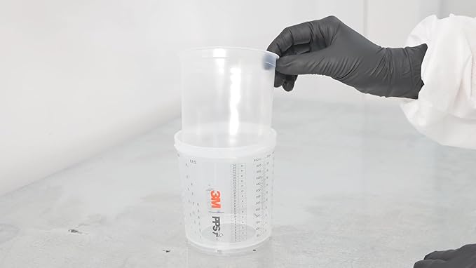 3M PPS 2.0 Spray Gun Cup, Lids and Liners Kit, 26114, Mini, 6 Ounces, 200-Micron Filter, Use for Cars, Furniture, House and More, 1 Paint Cup, 50 Disposable Lids and Liners, 32 Sealing Plugs, White