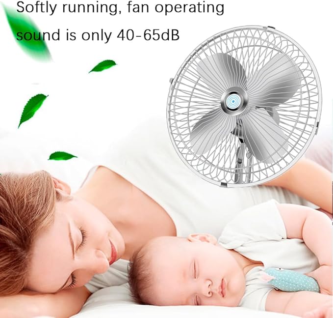 CYDZSW Car 12v Clip Fan,12 Volt DC 10 inch Large 360° Adjustment Metal Fans with Cigarette Lighter,90° Rotation Oscillating Clamp on Cooling Fan for Golf Cart RV and Vehicles (10inch)