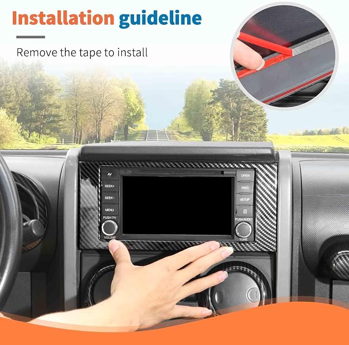 JeCar 16pcs for Jeep Wrangler JK Carbon Fiber Interior Trim Kit Compatible with 2007-2010 Jeep Wrangler JK JKU 4-Door Interior Accessories
