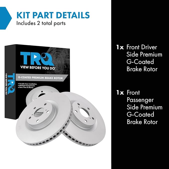 TRQ Front Brake Rotor Set G Coated Vented Compatible with 2011-2020 Lexus GS350 GS450h GS460 IS200t IS300 IS350 RC200t RC300 RC350 GS300
