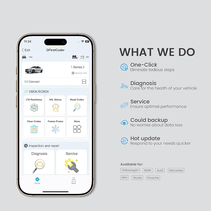 DFirst OBD2 Scanner Bluetooth Fixd Car Wireless Diagnostic Tool, ECU Coding, Customizations,Auto Connect Scanner Scan Tool (for Android & iOS, OBD Device)