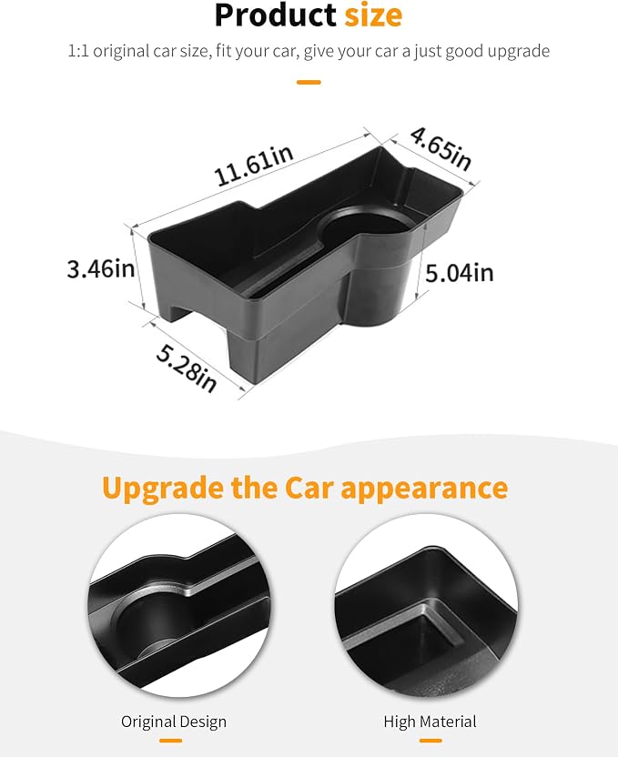 Hoolcar 4Runner Gear Shift Organizer Tray Compatible with Toyota 4Runner 2010-2019 2020 2021 2022 2023 Center Console Organizer Storage Box Side Tray Interior Accessories, Black