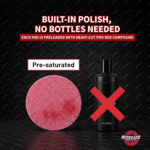 Renegade Pro Pads – Pre-Saturated Red Metal Polishing Pads for Aluminum & Stainless Steel – 10-Pack for Hand Application, Infused with Pro Red Polish