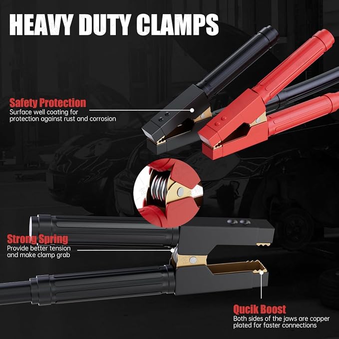 Heavy Duty Jumper Cables for Car Battery, 0 Gauge 25 Feet 1000AMP, Automotive Booster Cables for Jump Starting Dead or Weak Batteries, Suitable for 8L Gas & 6L Diesel, Carrying Bag Included