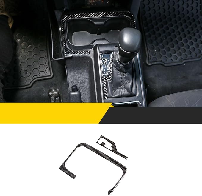 Factory Direct Sale Soft Carbon Fiber Interior Trim Accessories for 2016-2020 Toyota Tacoma Center Console Storage Box Gear Shift Indicator Decorative Stickers 2 PCS (Black Carbon)