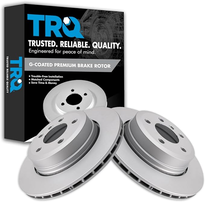 TRQ Rear Brake Rotor Set G Coated Vented Compatible with 2004-2010 BMW X3
