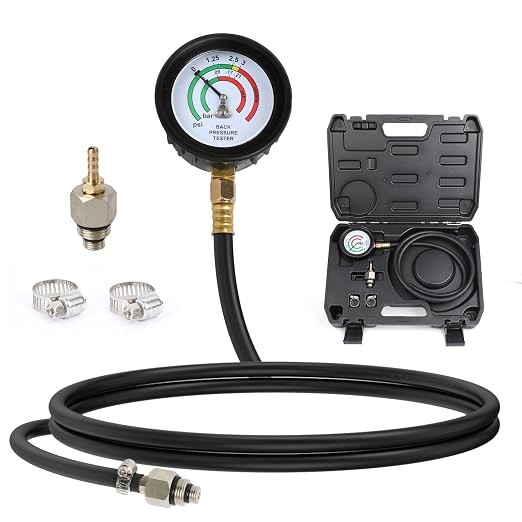 Exhaust Back Pressure Tester Kit with Carrying Case,Professional Automotive Exhaust Back Pressure Gauge Kit with 6-Foot Hose,2.5" HD Gauge,M12 & M18 Adapter