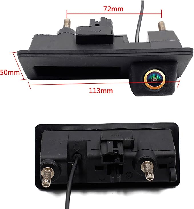 Vehicle Backup Camera CCD Compatible for Audi A4 A4L A3 S4 RS4 B9 for VW Lavida Plus Skoda Car Rear View AHD 1080P Camera Reverse Parking Golden Fisheye Lens Waterproof Cam Car Trunk Handle Camera