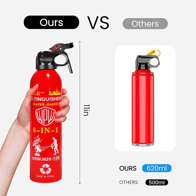 Large Upgraded 8-in-1 Fire Extinguisher for Home (3 Pack 21oz Each) with Wall Mount Portable Fire Extinguisher For Vehicle Car Boat Kitchen Emergency Supplies, Water-Based Solution For A, B, C, K Fire