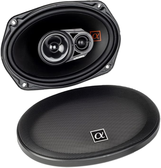 Alphasonik 1 Pair of NS693 Neuron Series 6x9 (420 Watts Max for The Pair) 210 Watts Max Per Speaker 3-Way Full-Range Car Audio Speaker with PEI Dome Tweeter Polypropylene Cone Grilles Included