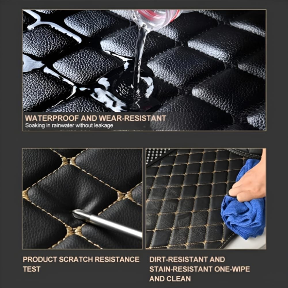 Add Personal Touch to Your Vehicle with IMEISH Customizable Logo Text Car Mats for 99% of vehiclesPads Protection Non-Slip Leather Floor Liners (Beige)