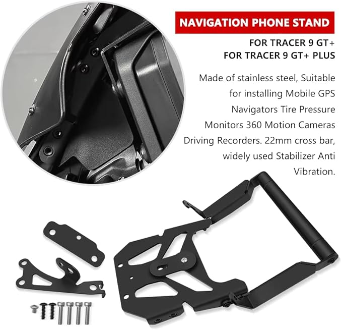 for Tracer 9GT Plus tracer9gt Plus 2024 2023 Accessories Mobile Phone Anti-Shake Bracket Motorcycle Mobile Phone Navigation GPS Bracket Extension Bracket Riding Bracket Anti-Shake Bracket