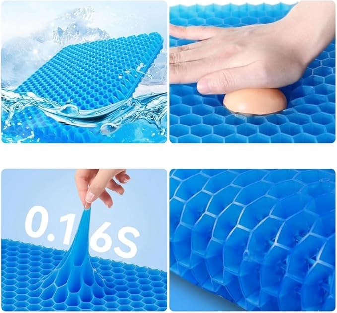 Gel Seat Cushion – Ergonomic Comfort for Office, Car, Travel & Pregnancy | Back Pain, Coccyx, Supports Spine, Breathable & Cooling for Summer | Designed for Chairs & Long Sitting