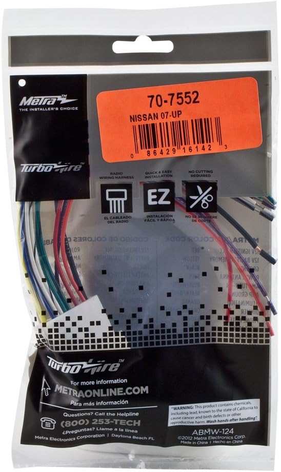 Metra 99-7624 Double DIN Dash Kit for Select 2007 and Nissan Vehicles (Black) & Metra 70-7552 Radio Wiring Harness for Nissan 2007-Up/Select Subaru 2008-Up