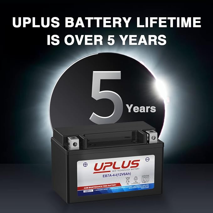 UPLUS YTX7A-BS Motorcycle Scooter Battery, EB7A-4-I Maintenance Free 12V 6Ah SLA Batteries ATV AGM Battery, Replacement for YTX7A-4, ETX7A-BS, LTX7A-BS,NTX7A-BS,FTX7A-BS, ENTX7A-BS, GTX7A-BS, MTX7A-BS