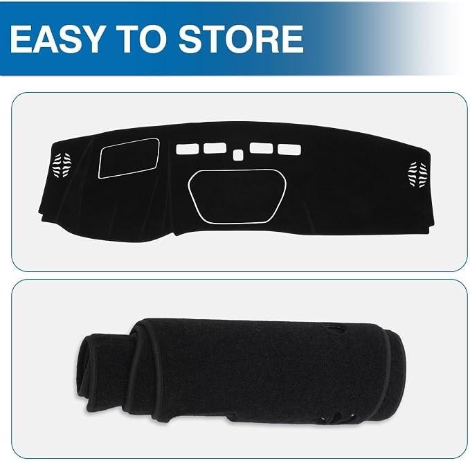 KUST Black Dash Cover for 19-25 Chevy Silverado 1500 2500HD 3500HD/19-23 GMC Sierra 1500 2500HD 3500HD(Only fit Silverado Dashboard with Open Bin and HUD)(Not Fit for 13.4 inch Navigation Silverado)